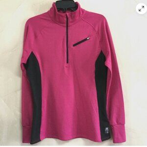 Snow Angel Women Size Large Activewear Athletic Top 1/2 Zip Thumb holes Fuschsia